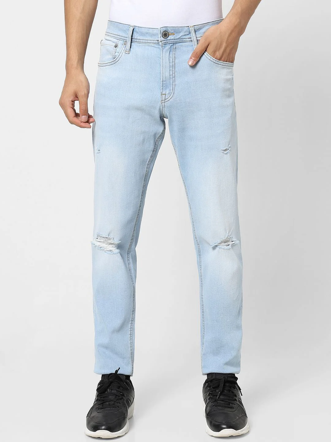 Light Blue Low Rise Distressed Glenn Slim Jeans - Image 2
