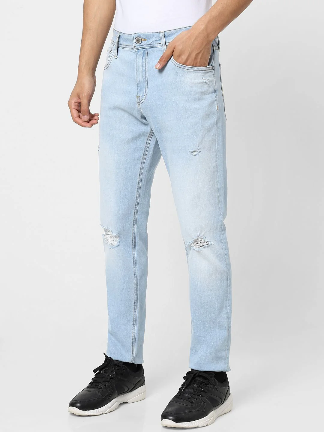 Light Blue Low Rise Distressed Glenn Slim Jeans - Image 3