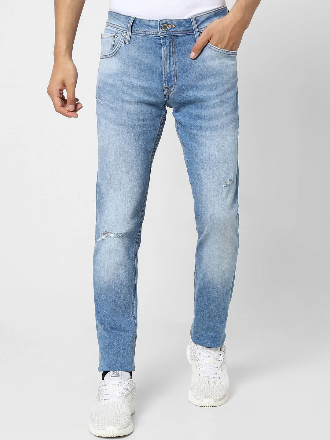 Light Blue Low Rise Distressed Glenn Slim Jeans - Image 2