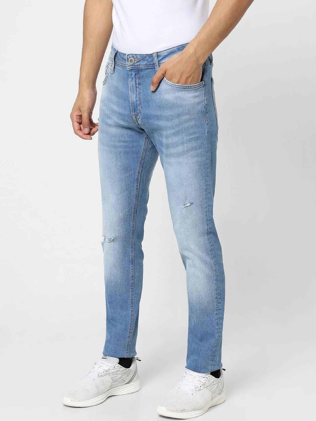 Light Blue Low Rise Distressed Glenn Slim Jeans - Image 3