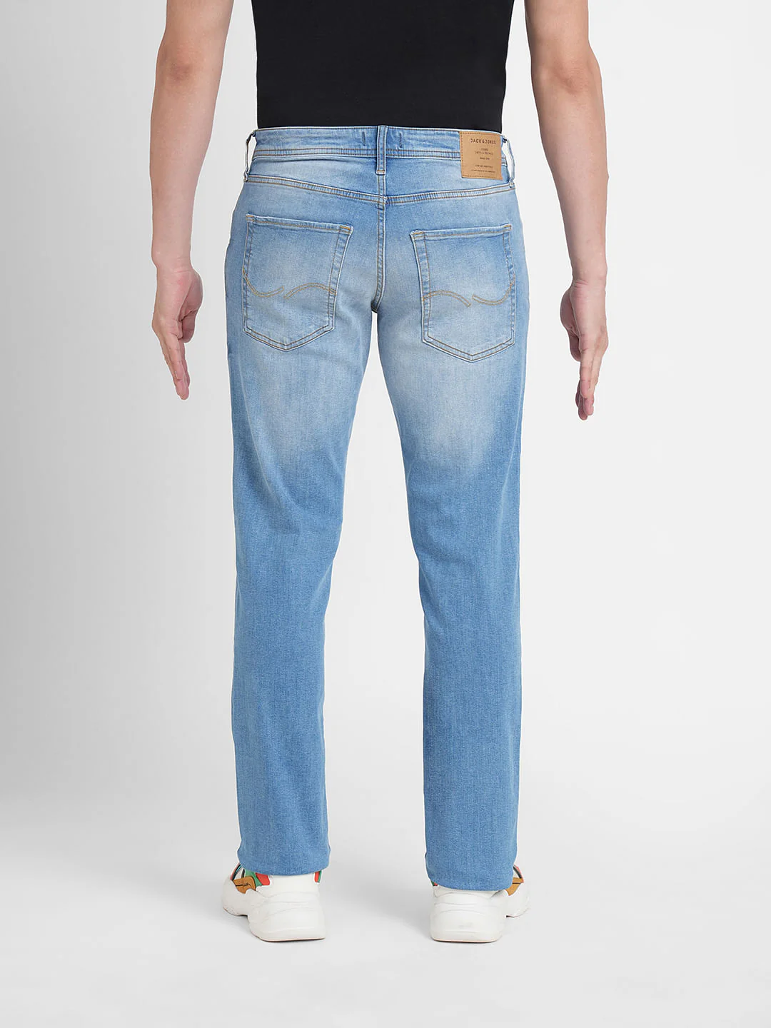 Light Blue Mid Rise Distressed Clark Regular Fit Jeans - Image 4