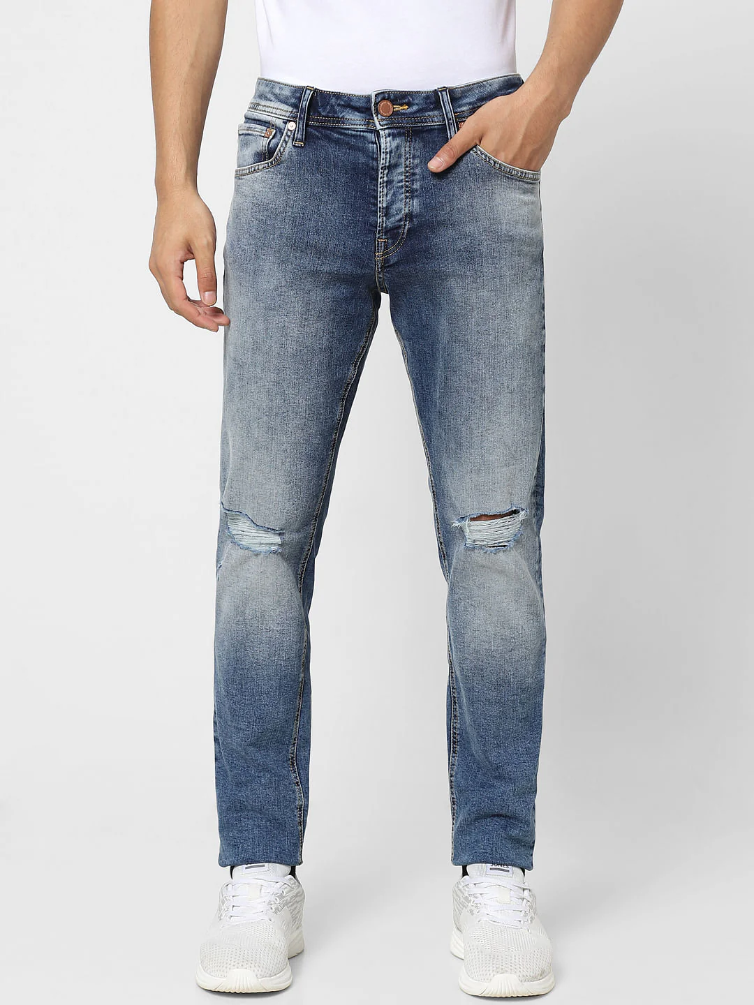Blue Low Rise Ripped  Glenn Slim Jeans - Image 2