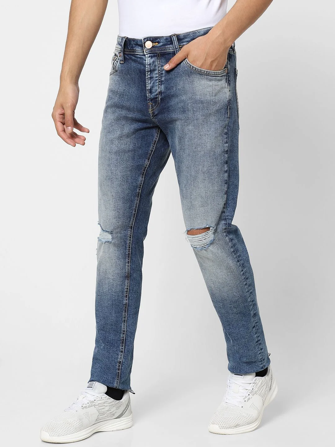 Blue Low Rise Ripped  Glenn Slim Jeans - Image 3