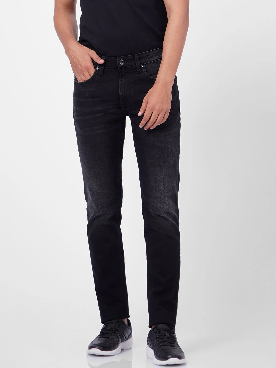 Black Low Rise Glenn Slim Fit Jeans - Image 2
