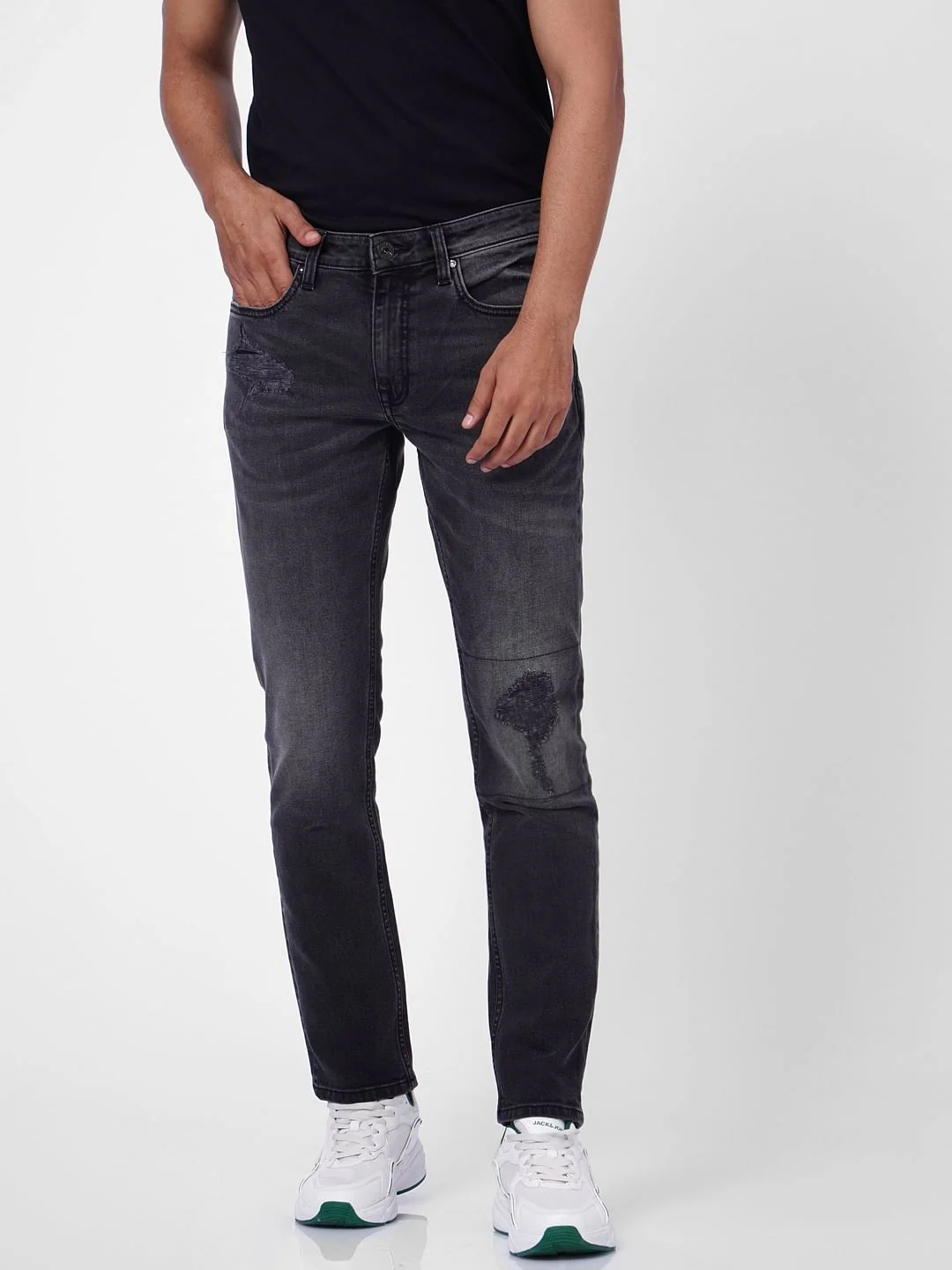 Black Low Rise Washed Glenn Slim Jeans - Image 2