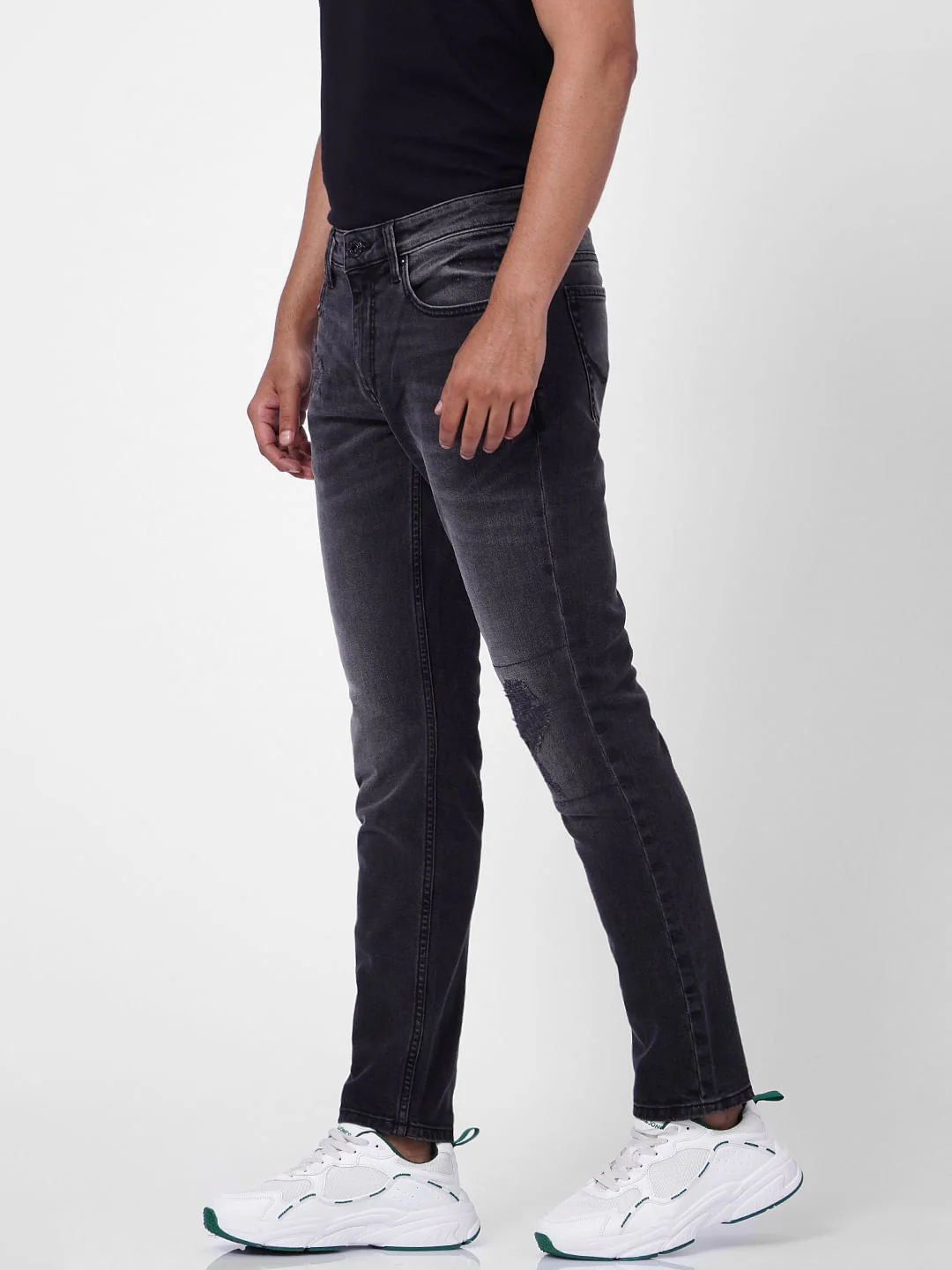 Black Low Rise Washed Glenn Slim Jeans - Image 3