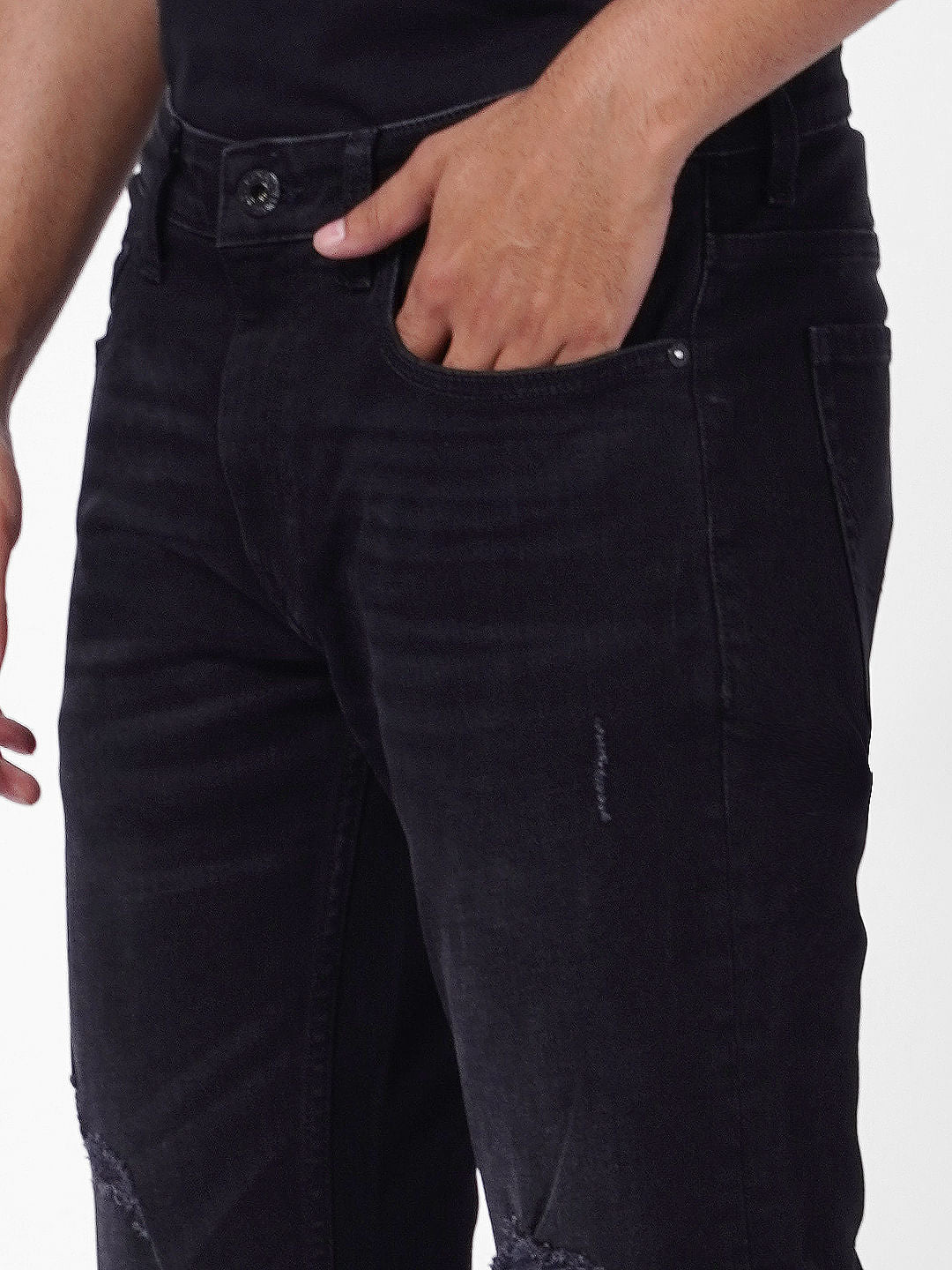 Black Low Rise Ripped Skinny Jeans - Image 5