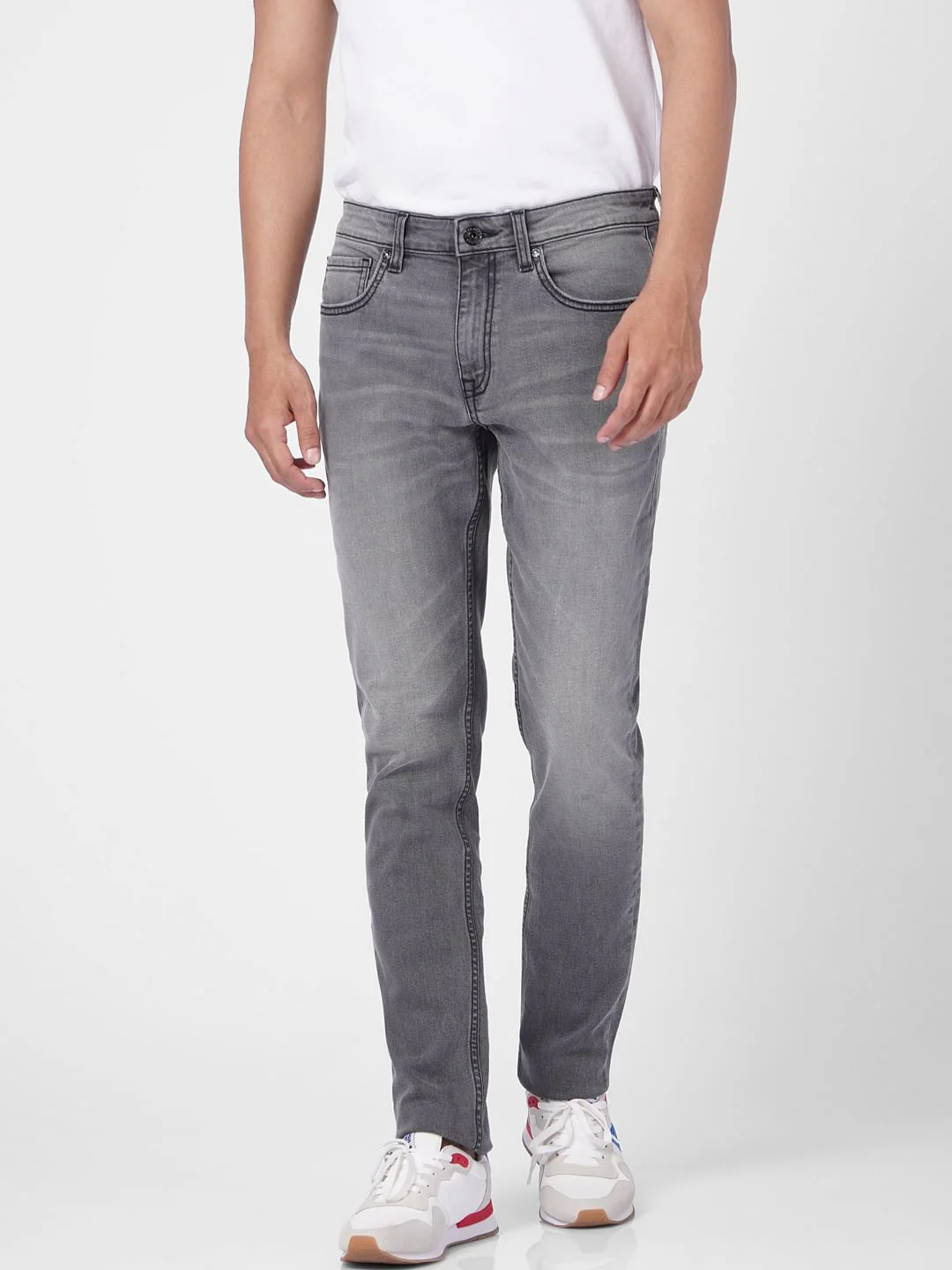 Grey Low Rise Washed Glenn Slim Jeans - Image 2