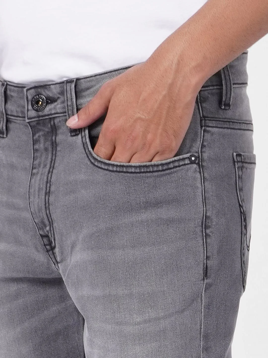Grey Low Rise Washed Glenn Slim Jeans - Image 5