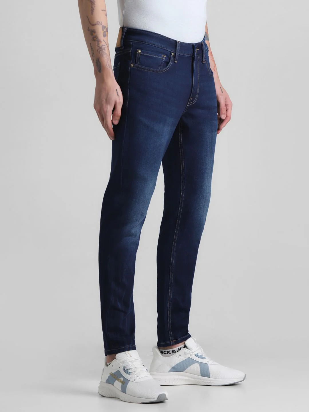Dark Blue Mid Rise Brak Slim Jeans - Image 2