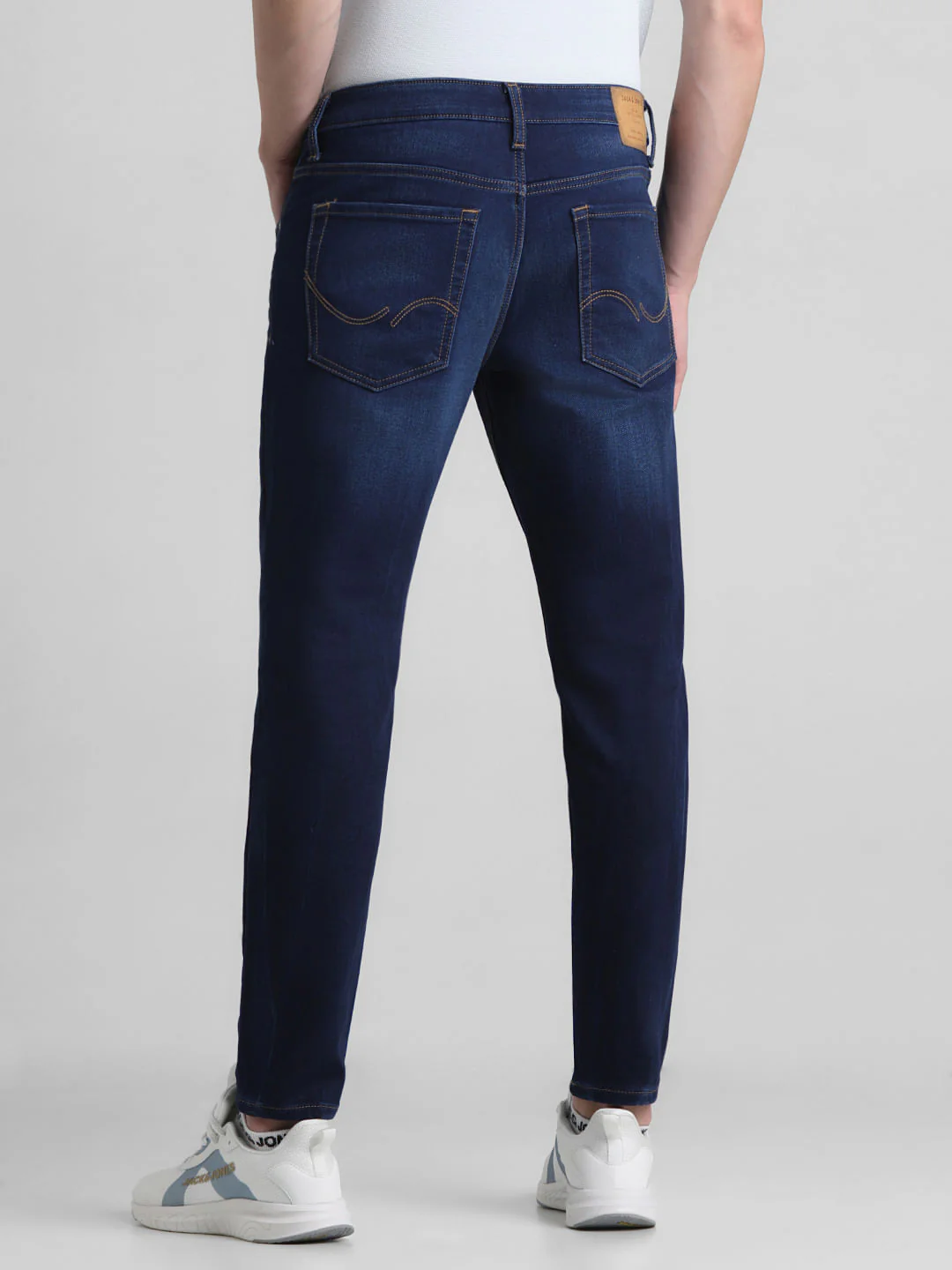 Dark Blue Mid Rise Brak Slim Jeans - Image 3