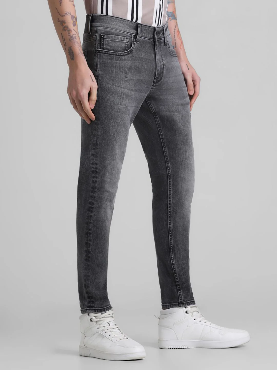 Black Mid Rise Washed Brak Slim Fit Jeans - Image 2