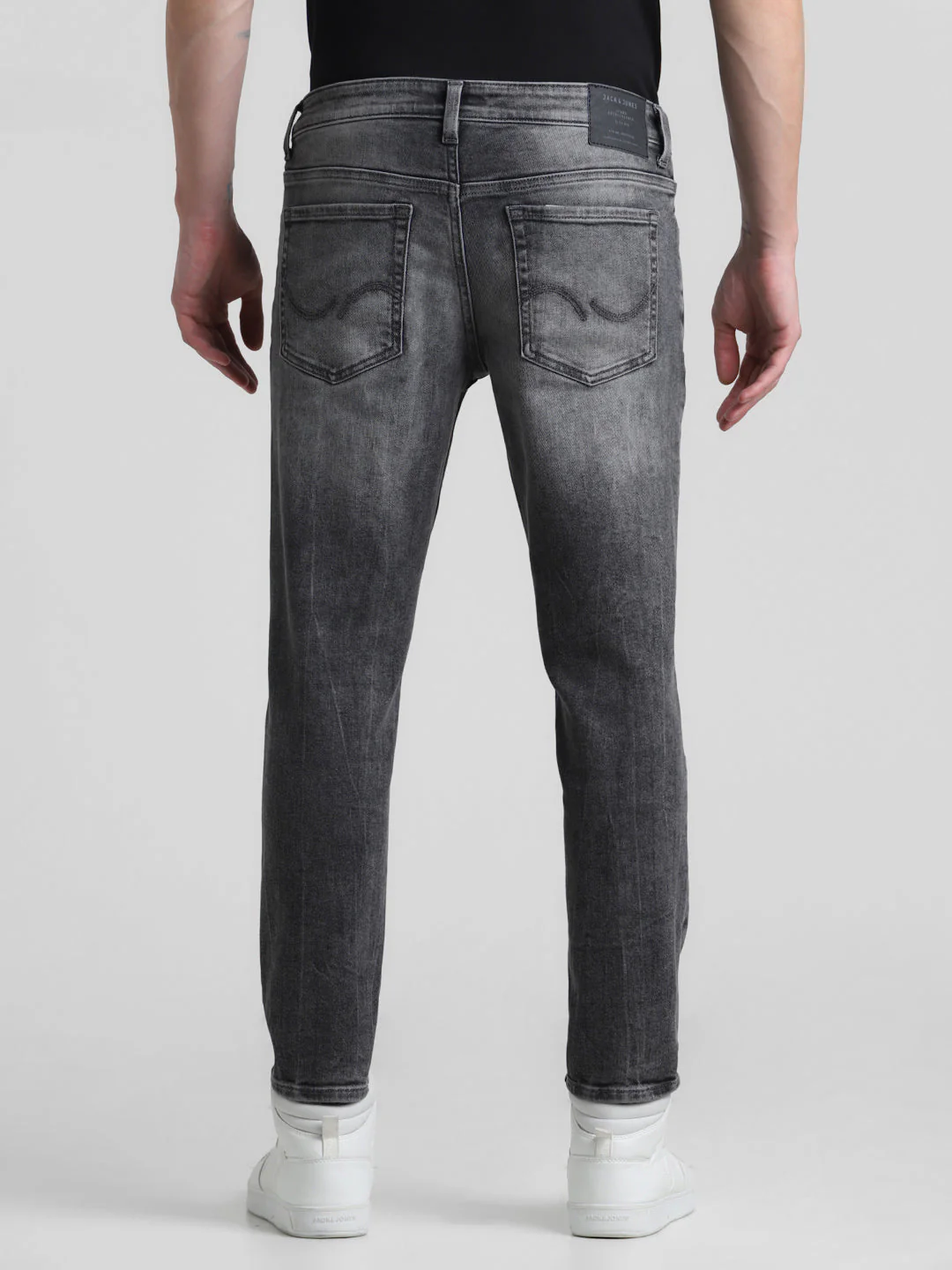 Grey Distressed Cropped Slim Fit Jeans - Image 9
