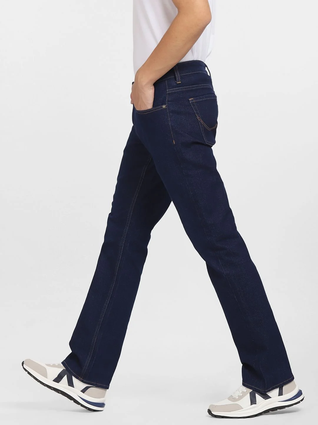 Dark Blue Mid Rise Clark Straight Fit Jeans - Image 3