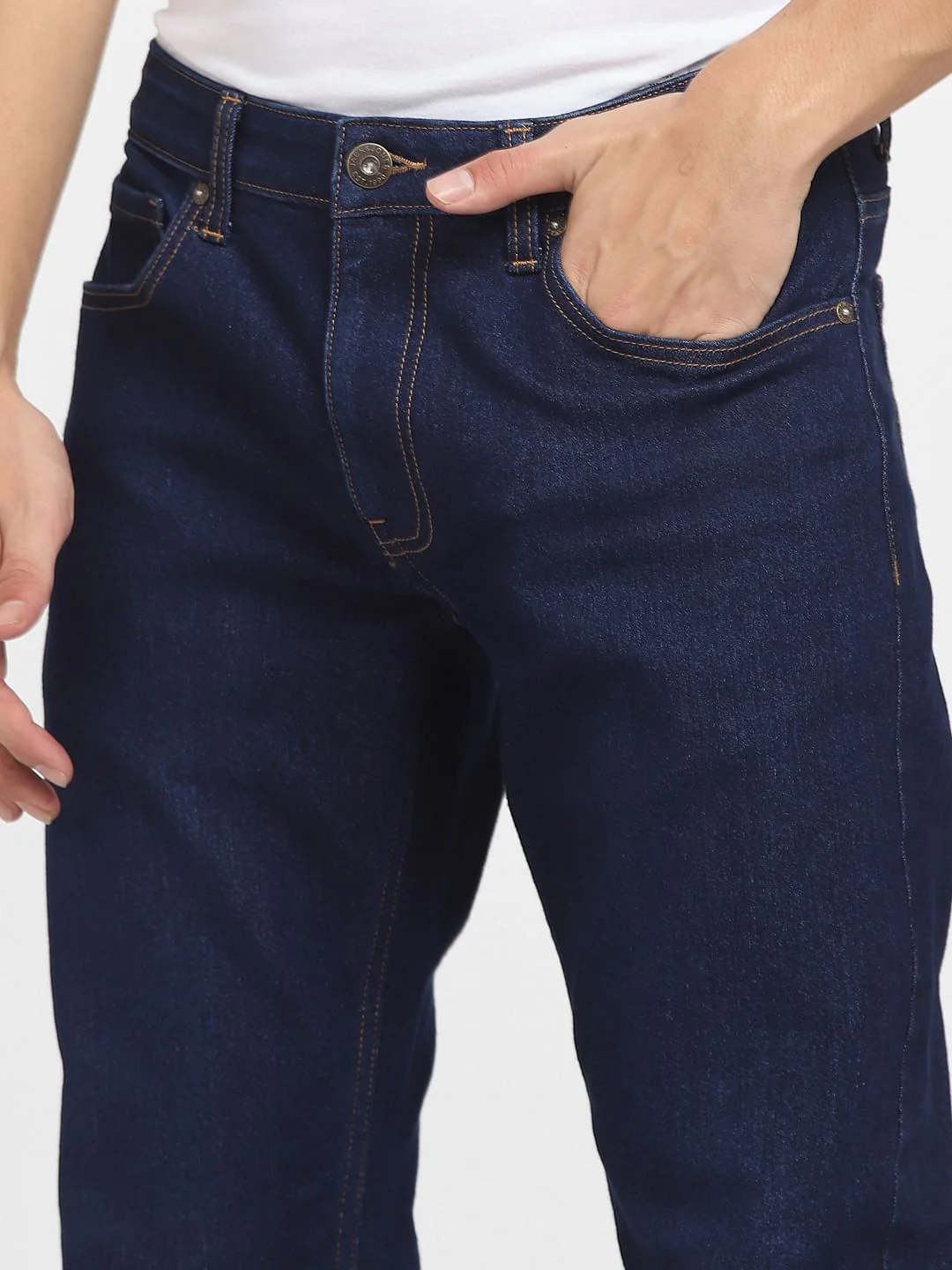 Dark Blue Mid Rise Clark Straight Fit Jeans - Image 5
