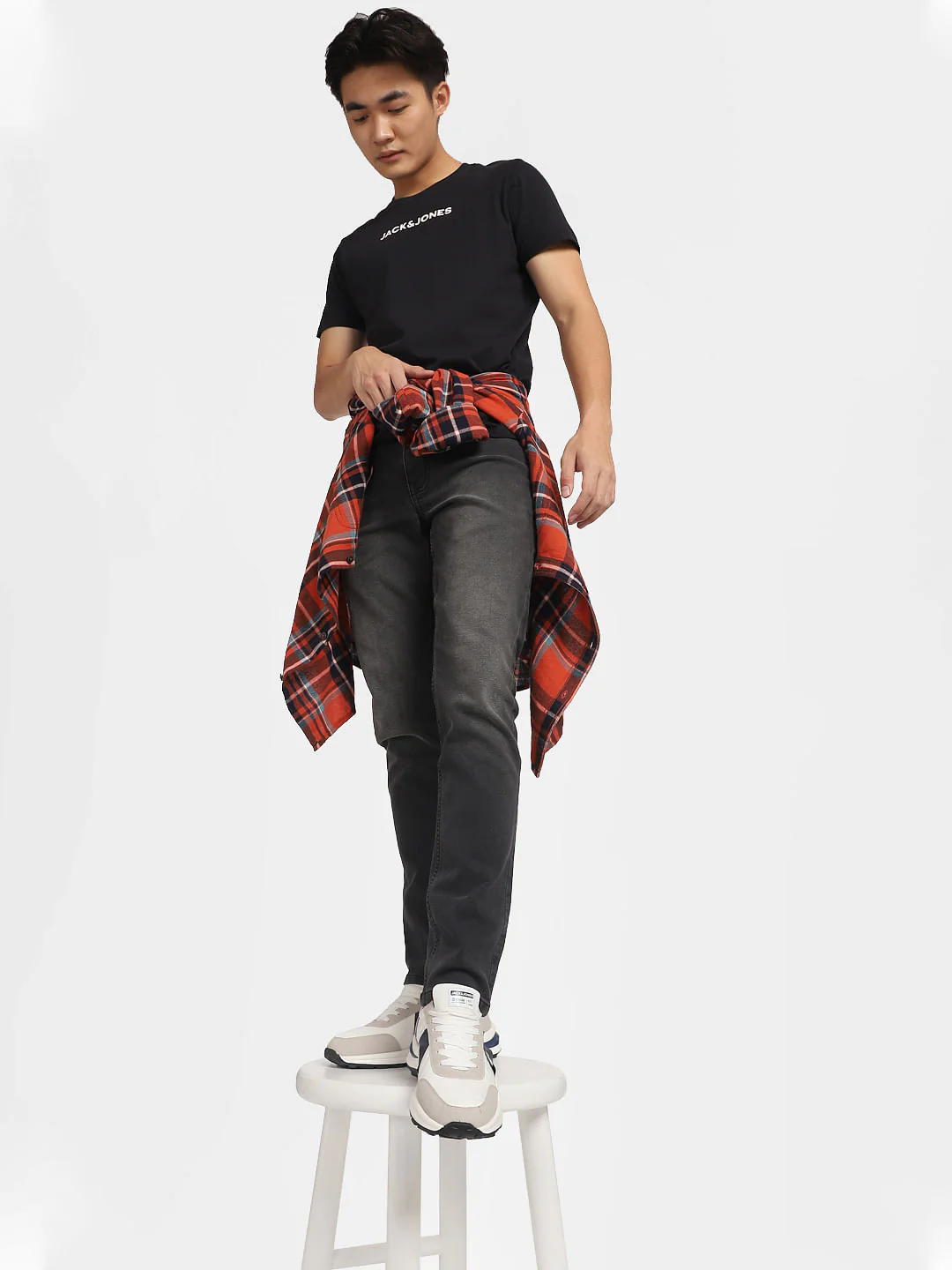 Grey Low Rise Washed Glenn Slim Jeans