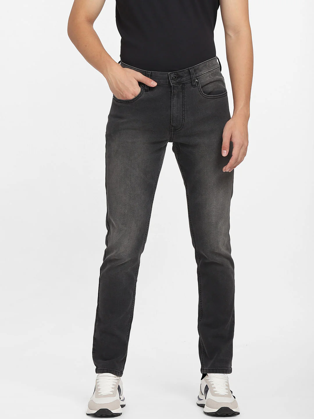 Grey Low Rise Washed Glenn Slim Jeans - Image 2