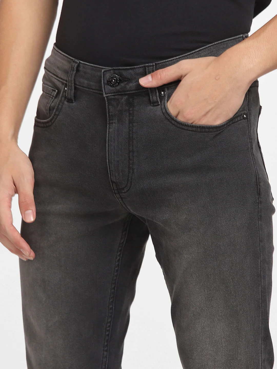 Grey Low Rise Washed Glenn Slim Jeans - Image 5