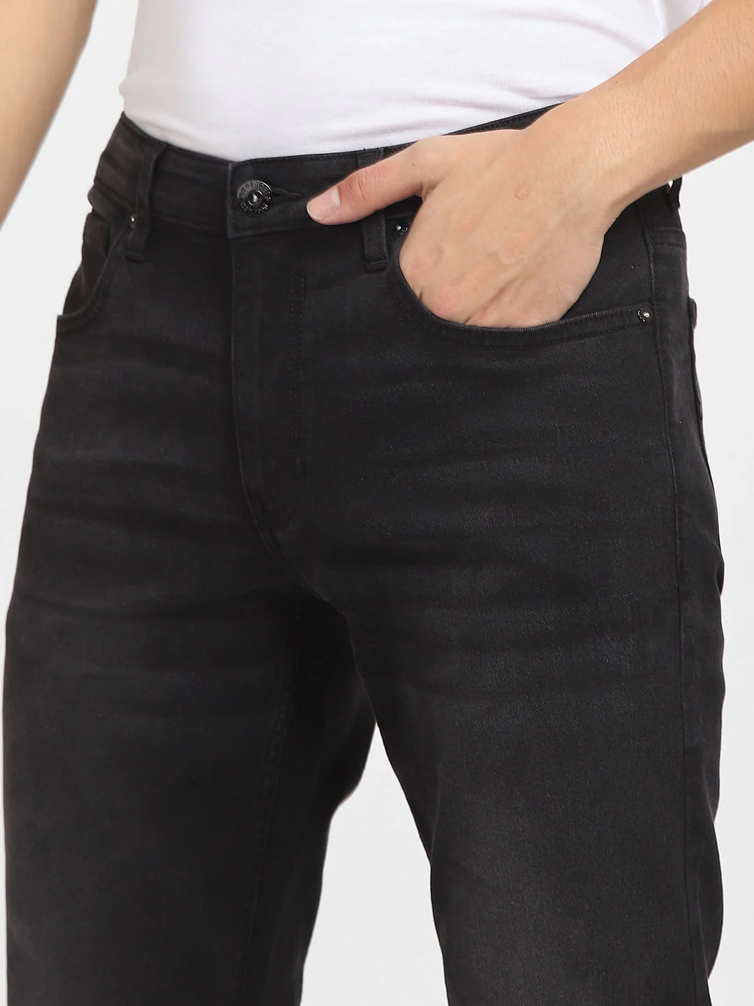 Black Low Rise Washed Glenn Slim Jeans - Image 5