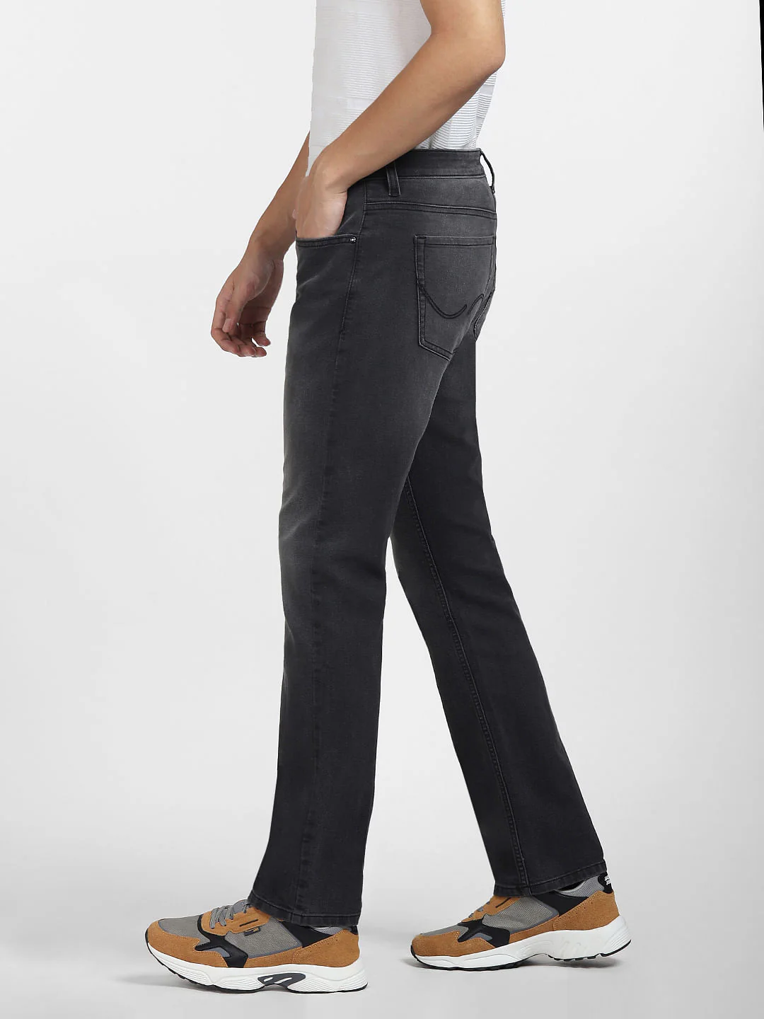 Grey Mid Rise Clark Regular Fit Jeans - Image 3