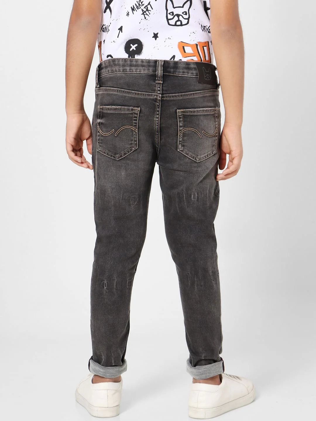 Boys Grey Mid Rise Glenn Slim Fit Jeans - Image 4
