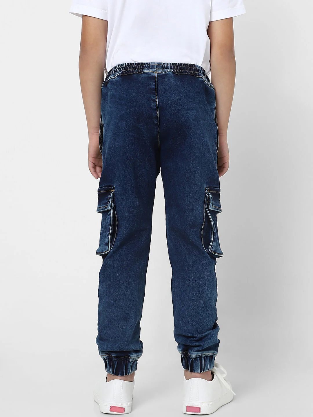 Boys Blue Patch Pocket Joggers - Image 4
