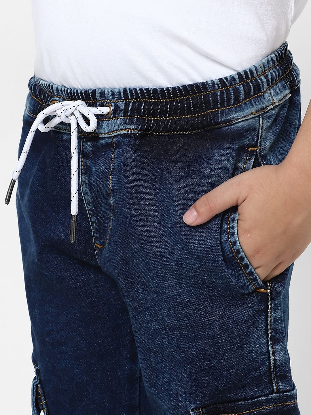 Boys Blue Patch Pocket Joggers - Image 5