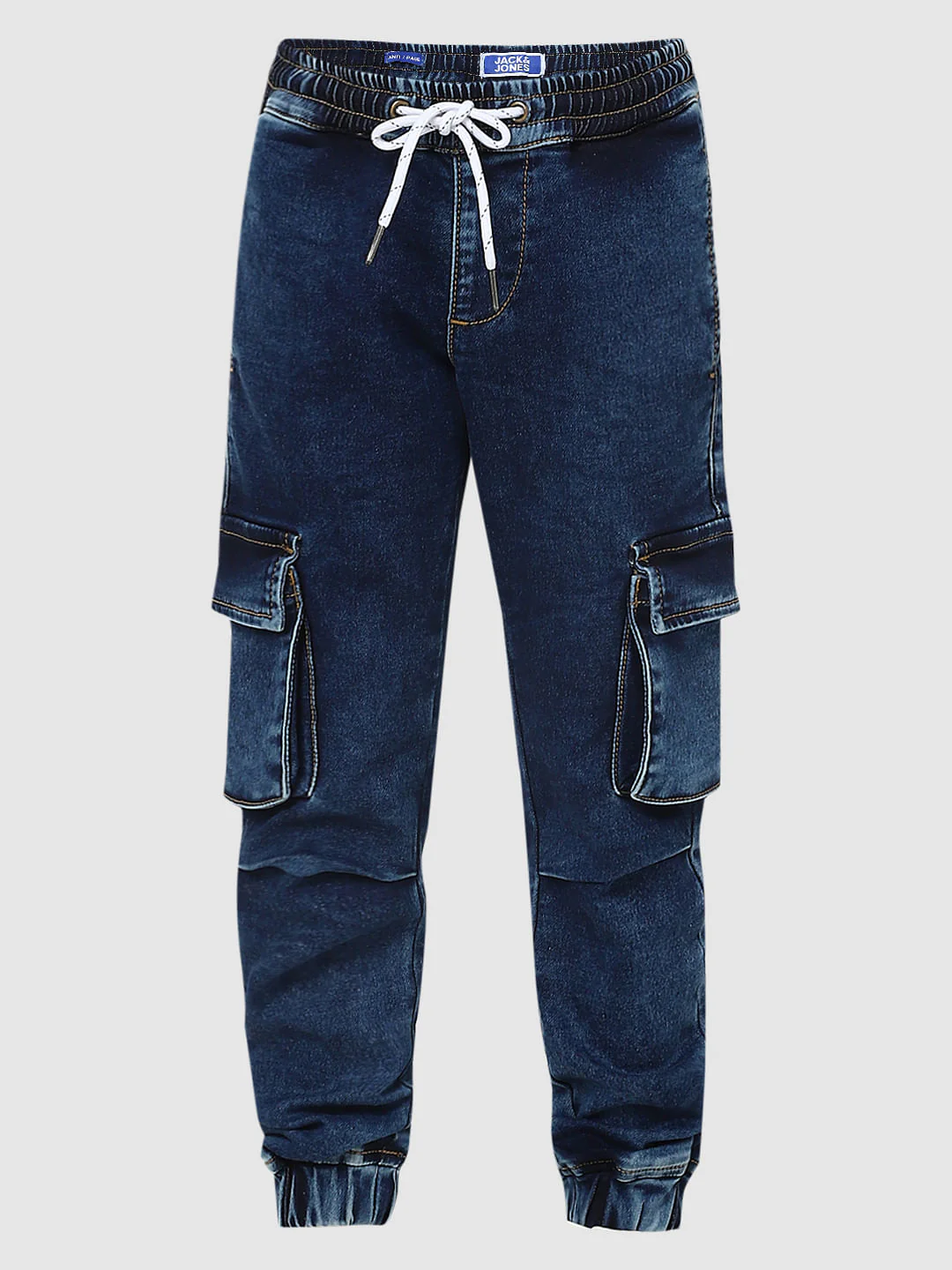 Boys Blue Patch Pocket Joggers - Image 6