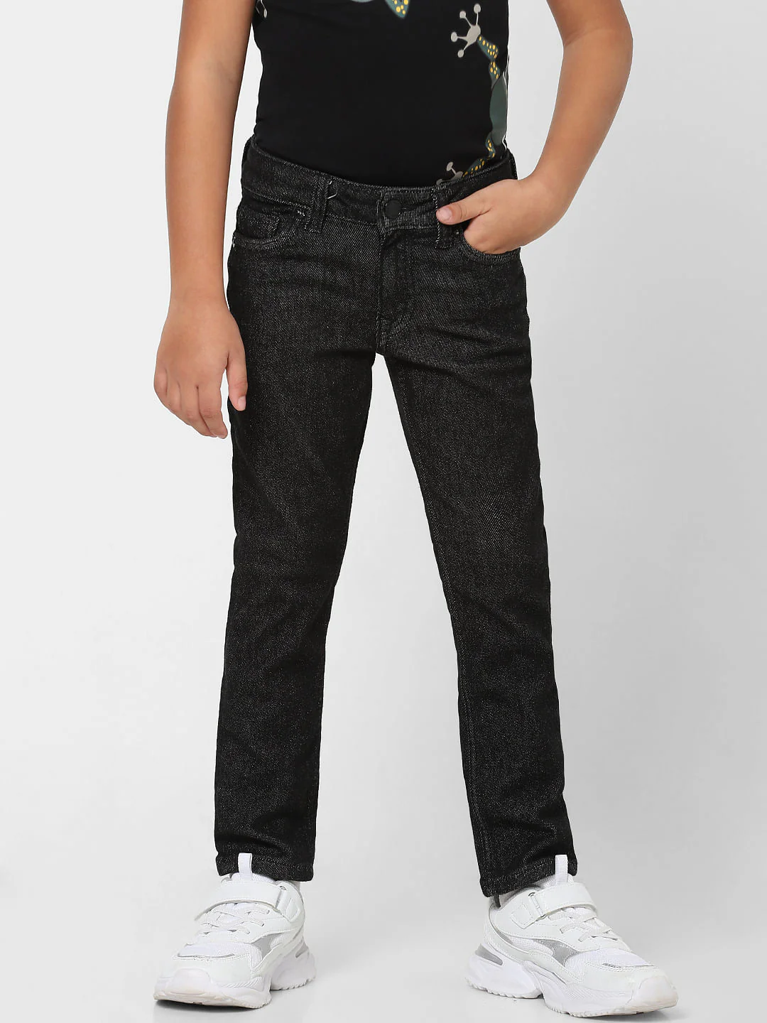 Boys Black Mid Rise Clark Straight Fit Jeans - Image 2