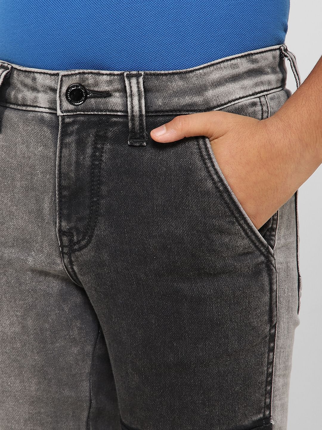Boys Grey Colourblocked Slim Jeans - Image 5