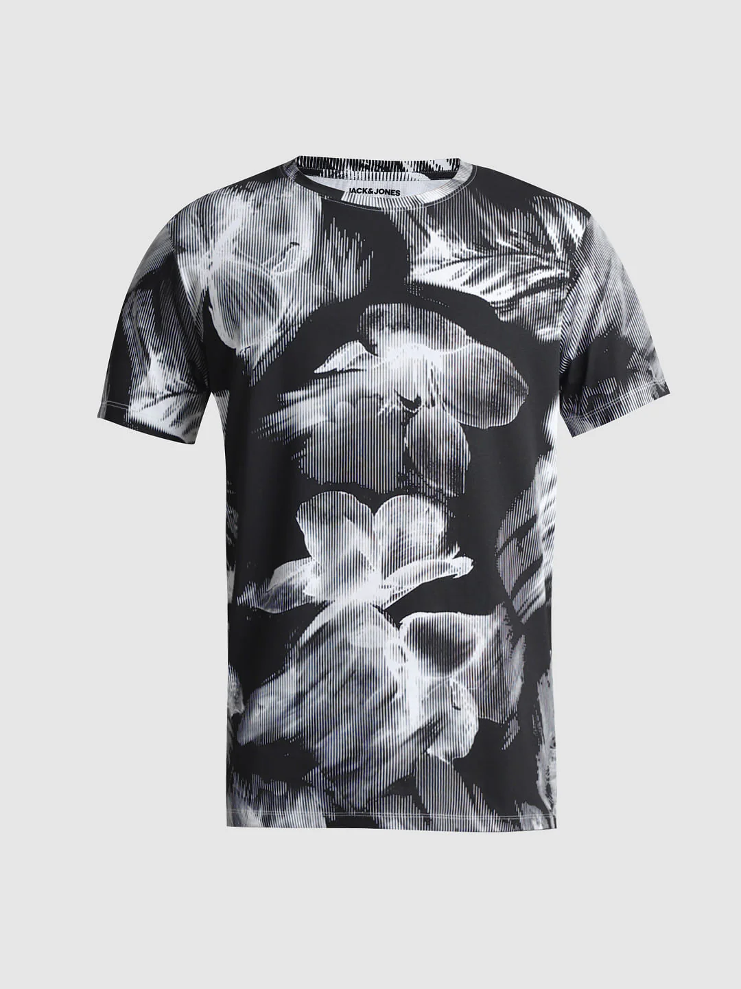 White & Black Printed Crew Neck T-shirt - Image 7