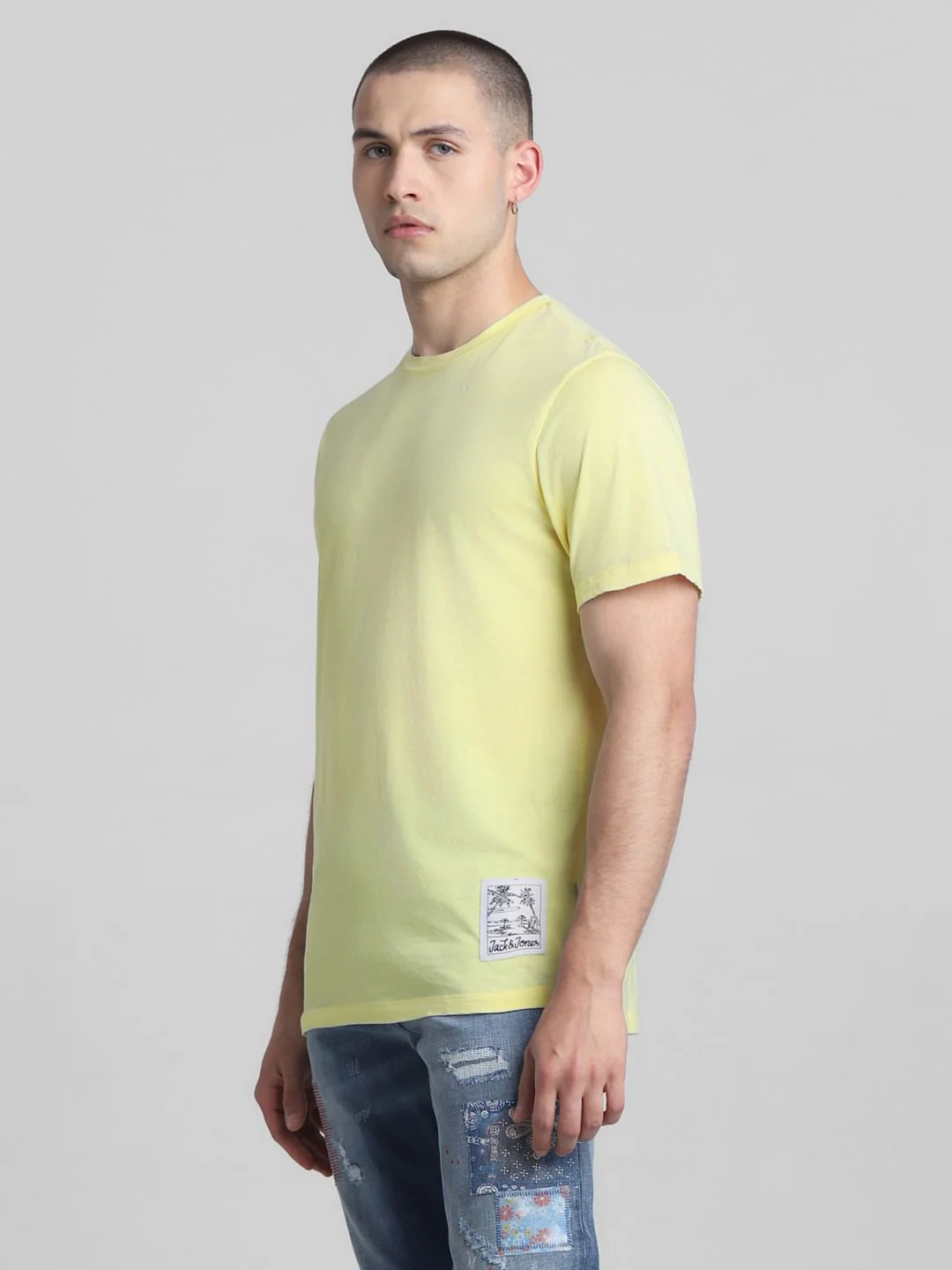 Lime Green Cotton Crew Neck T-shirt - Image 3