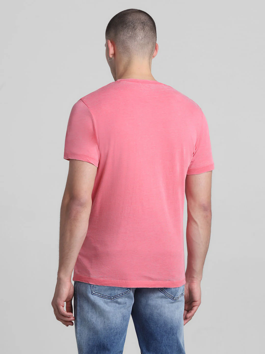Pink Cotton Crew Neck T-shirt - Image 4