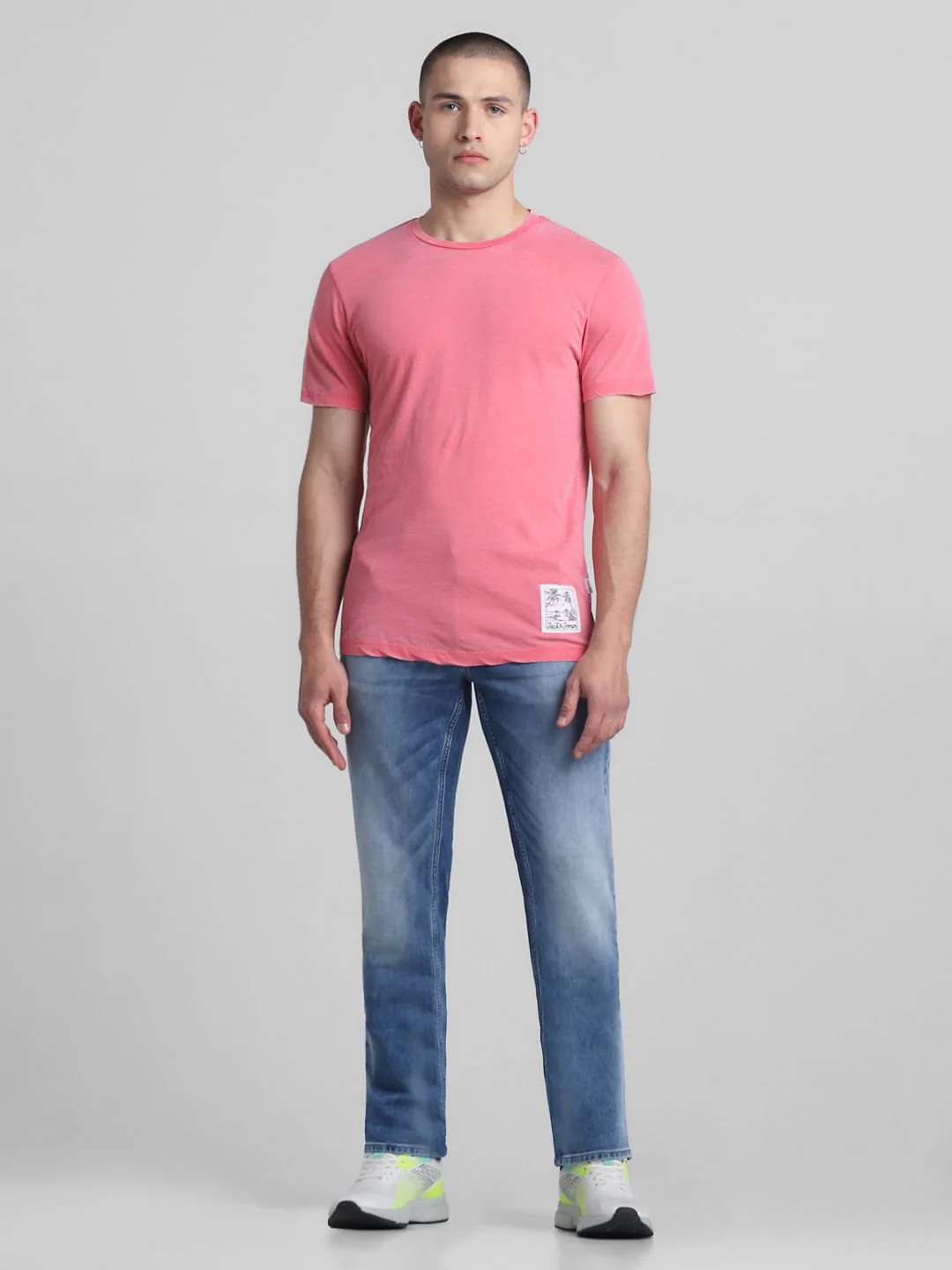 Pink Cotton Crew Neck T-shirt - Image 6
