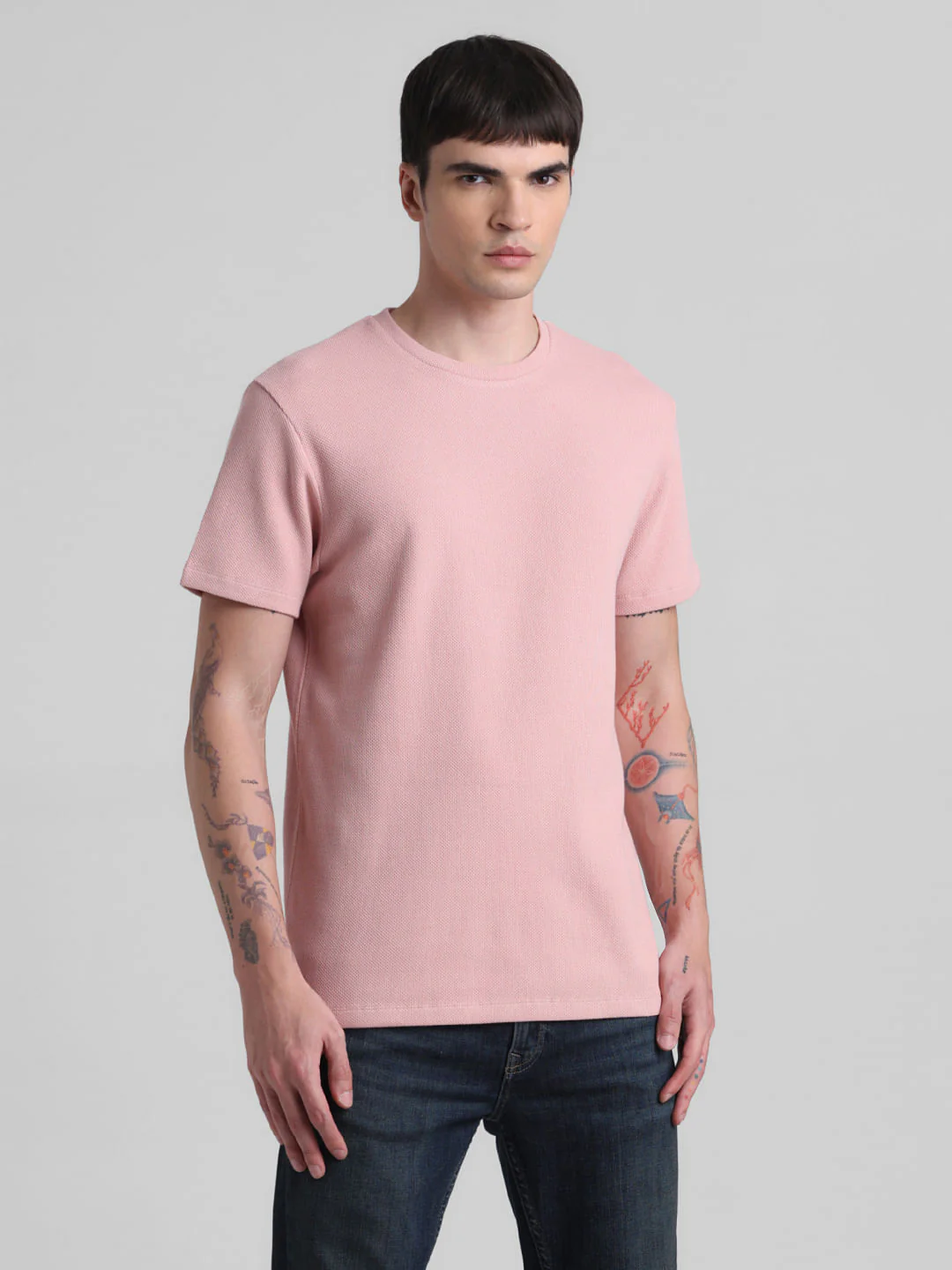 Peach Cotton Crew Neck T-shirt - Image 2