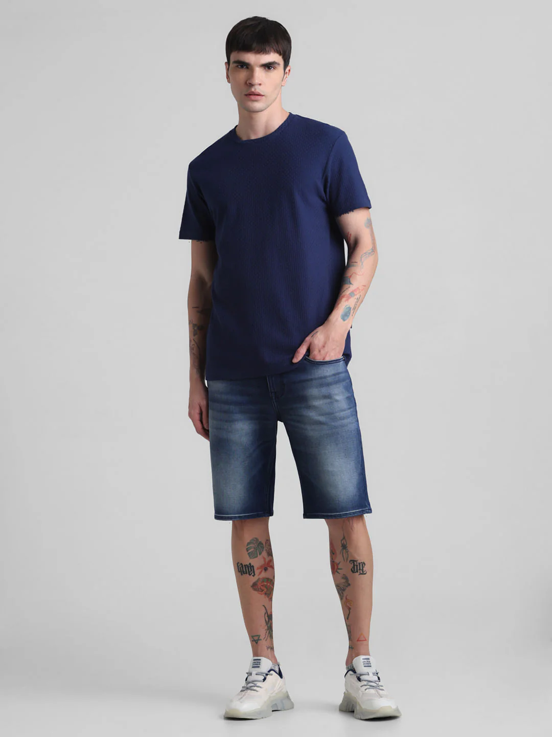 Navy Cotton Crew Neck T-shirt - Image 6