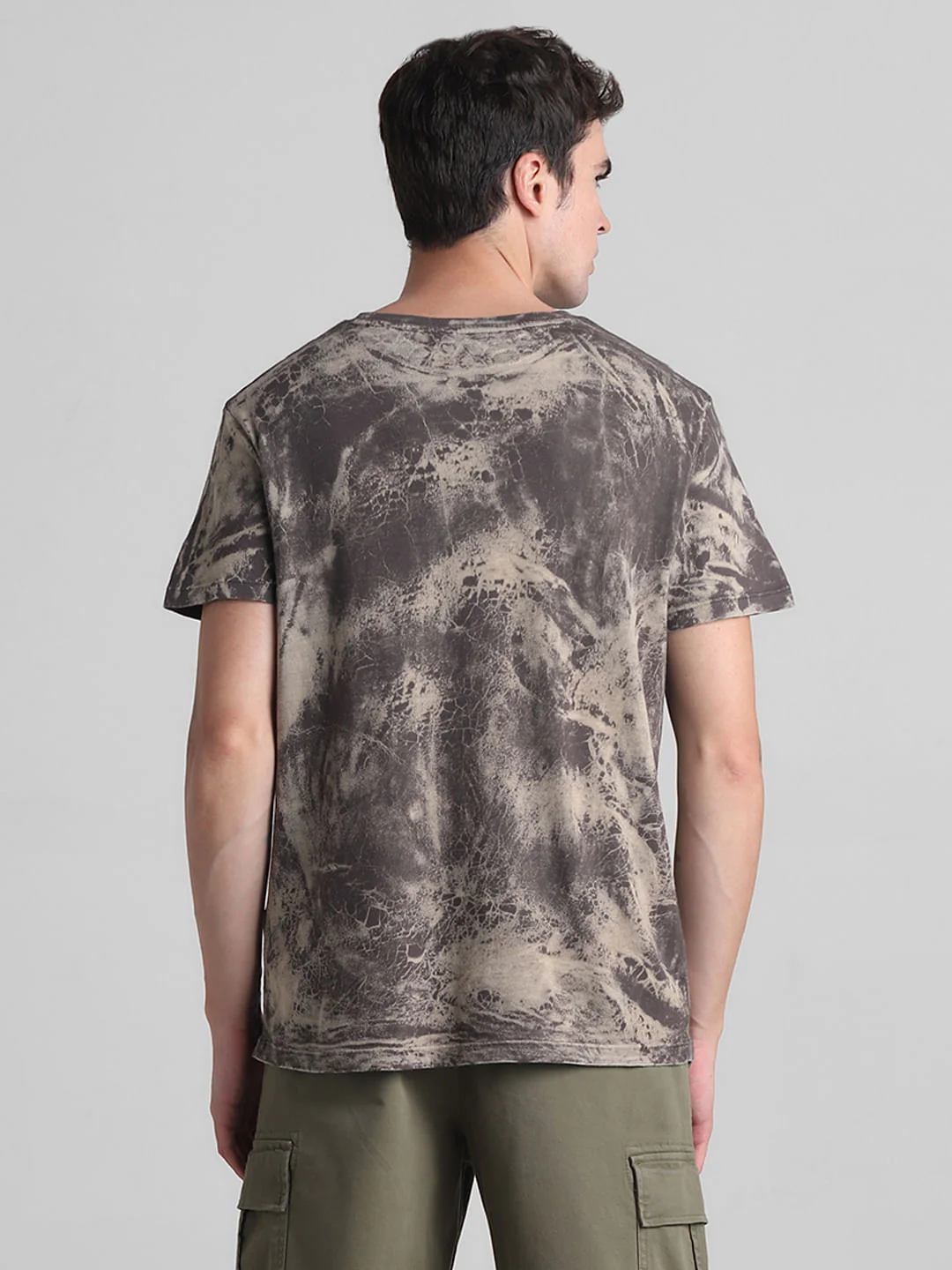 Black Printed Acid Washed T-shirt - Image 4