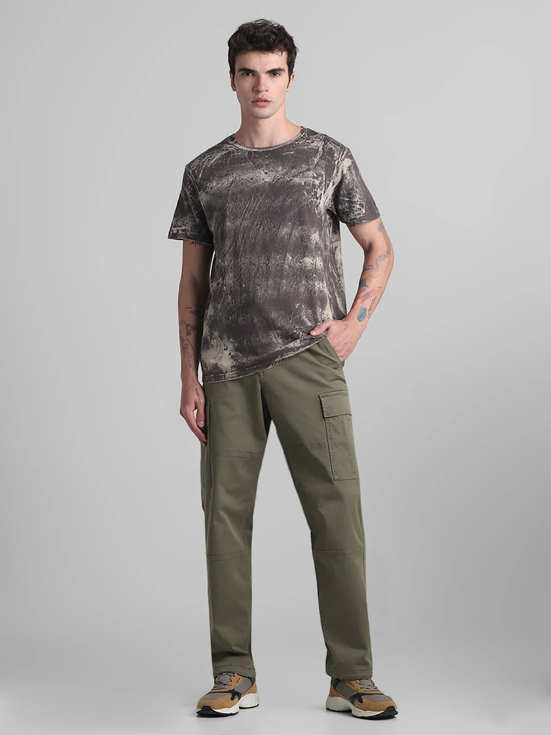 Black Printed Acid Washed T-shirt - Image 6