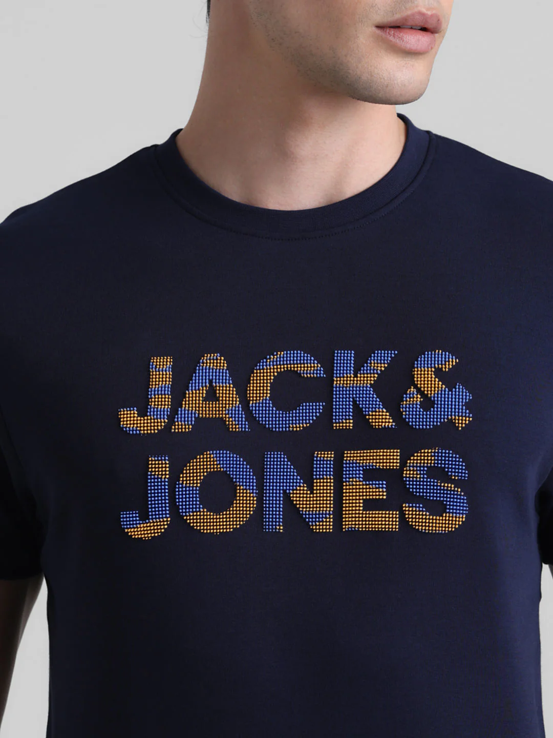 Dark Blue Logo Print Crew Neck T-shirt - Image 5
