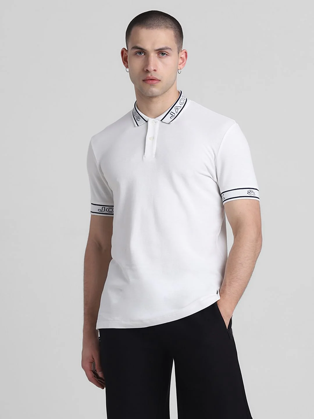 White Logo Print Polo T-shirt - Image 2