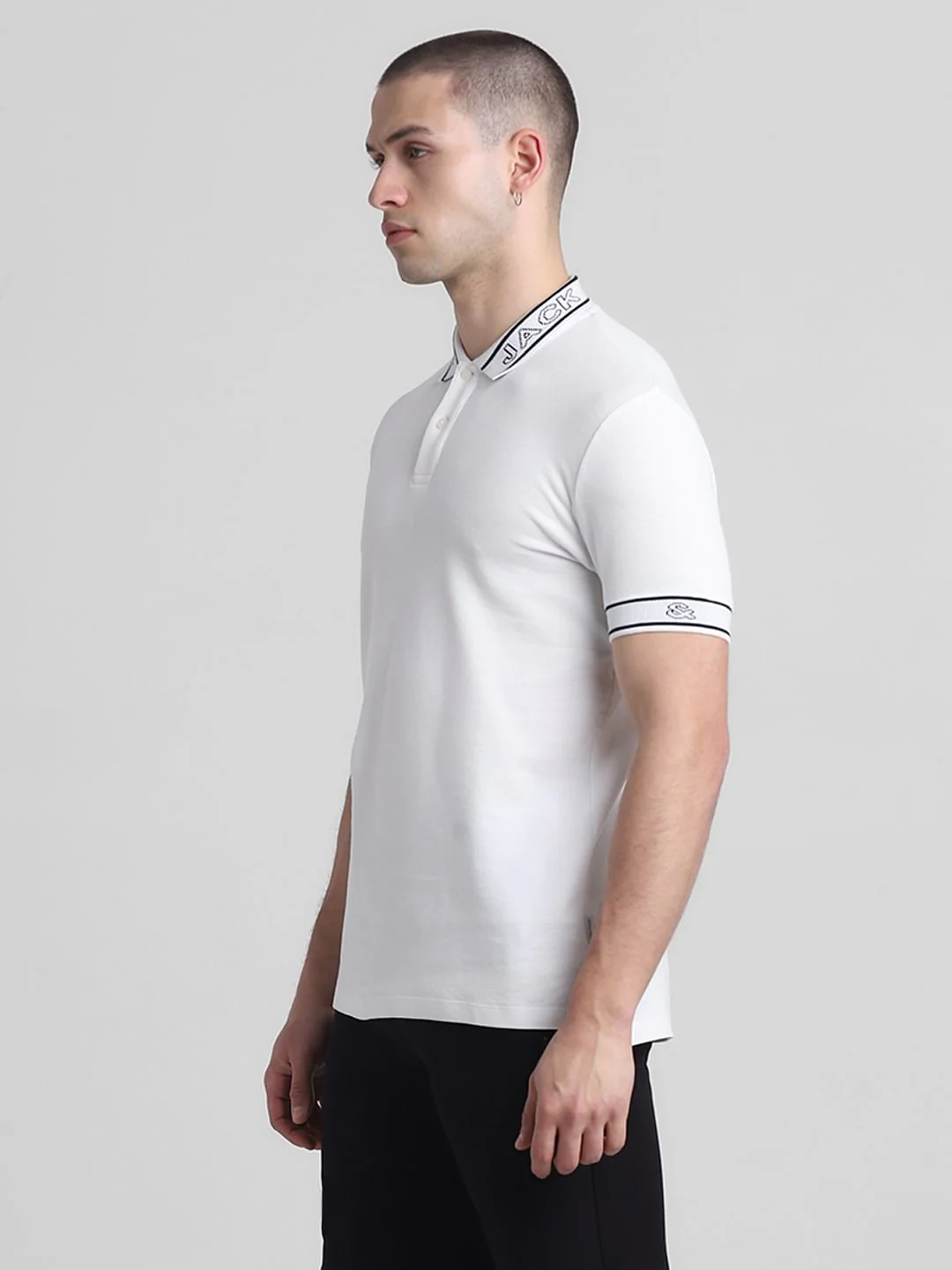 White Logo Print Polo T-shirt - Image 3