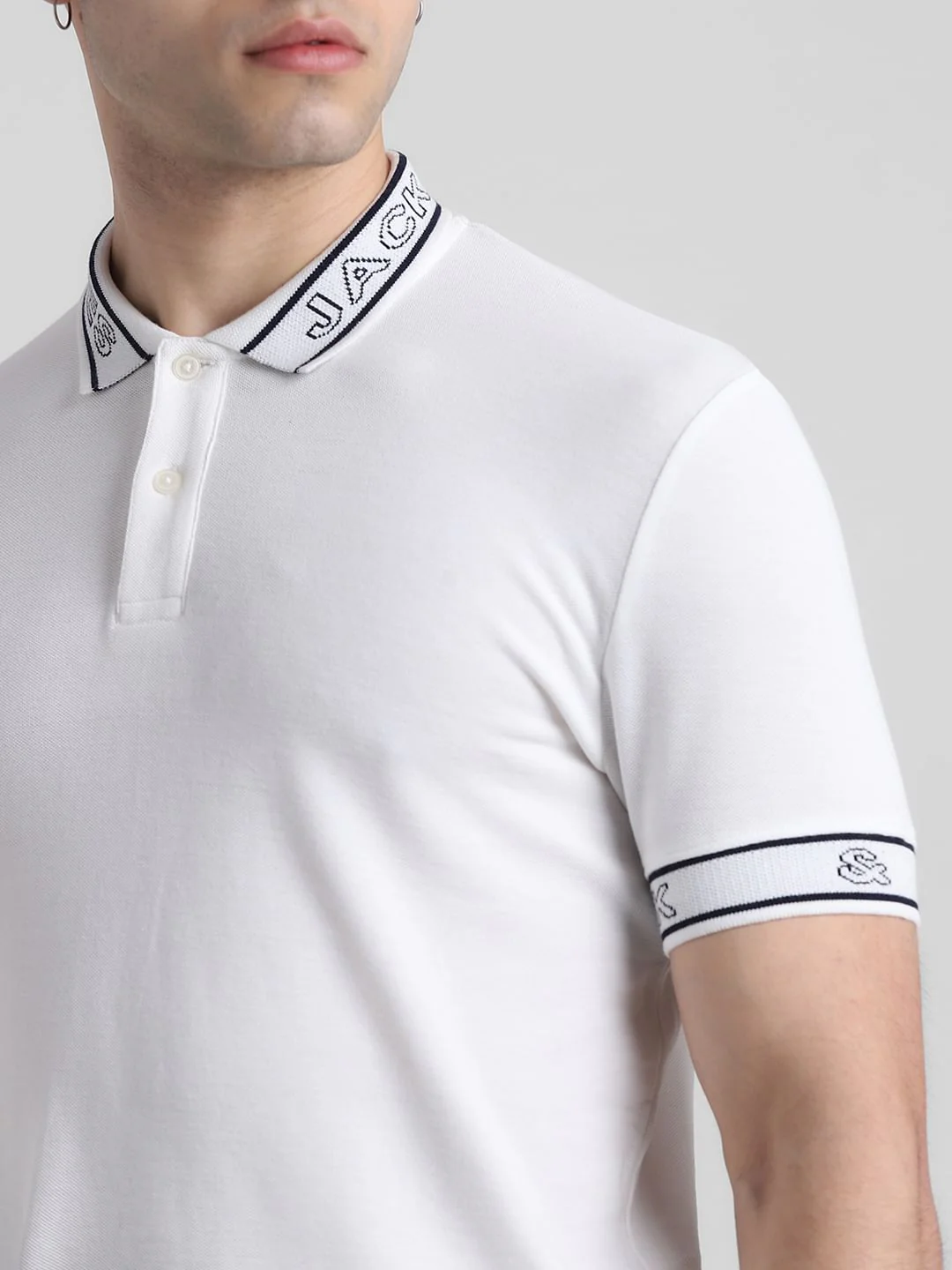 White Logo Print Polo T-shirt - Image 5