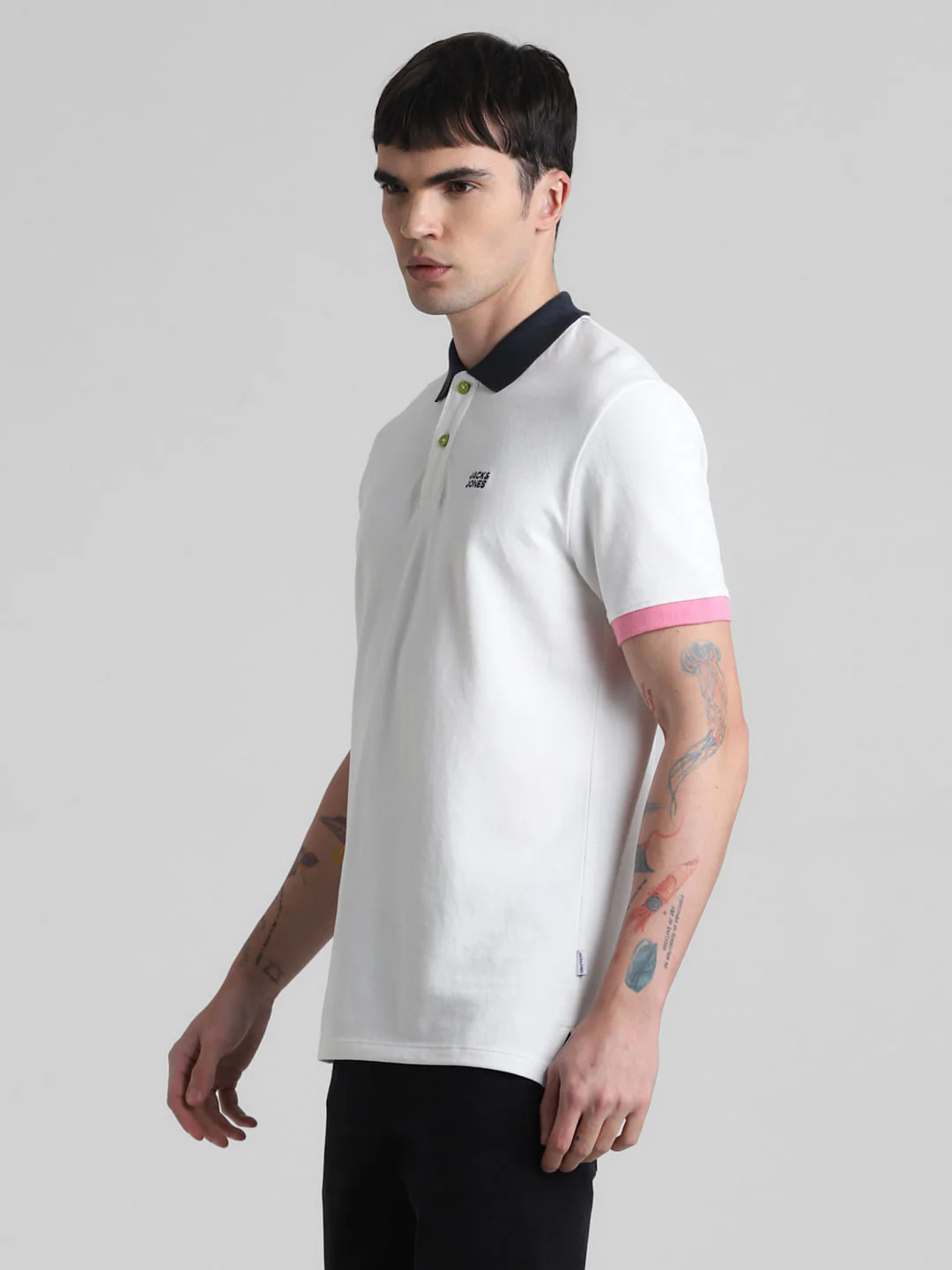 White Contrast Tipping Polo T-shirt - Image 3
