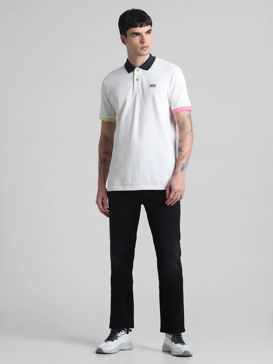 White Contrast Tipping Polo T-shirt - Image 6