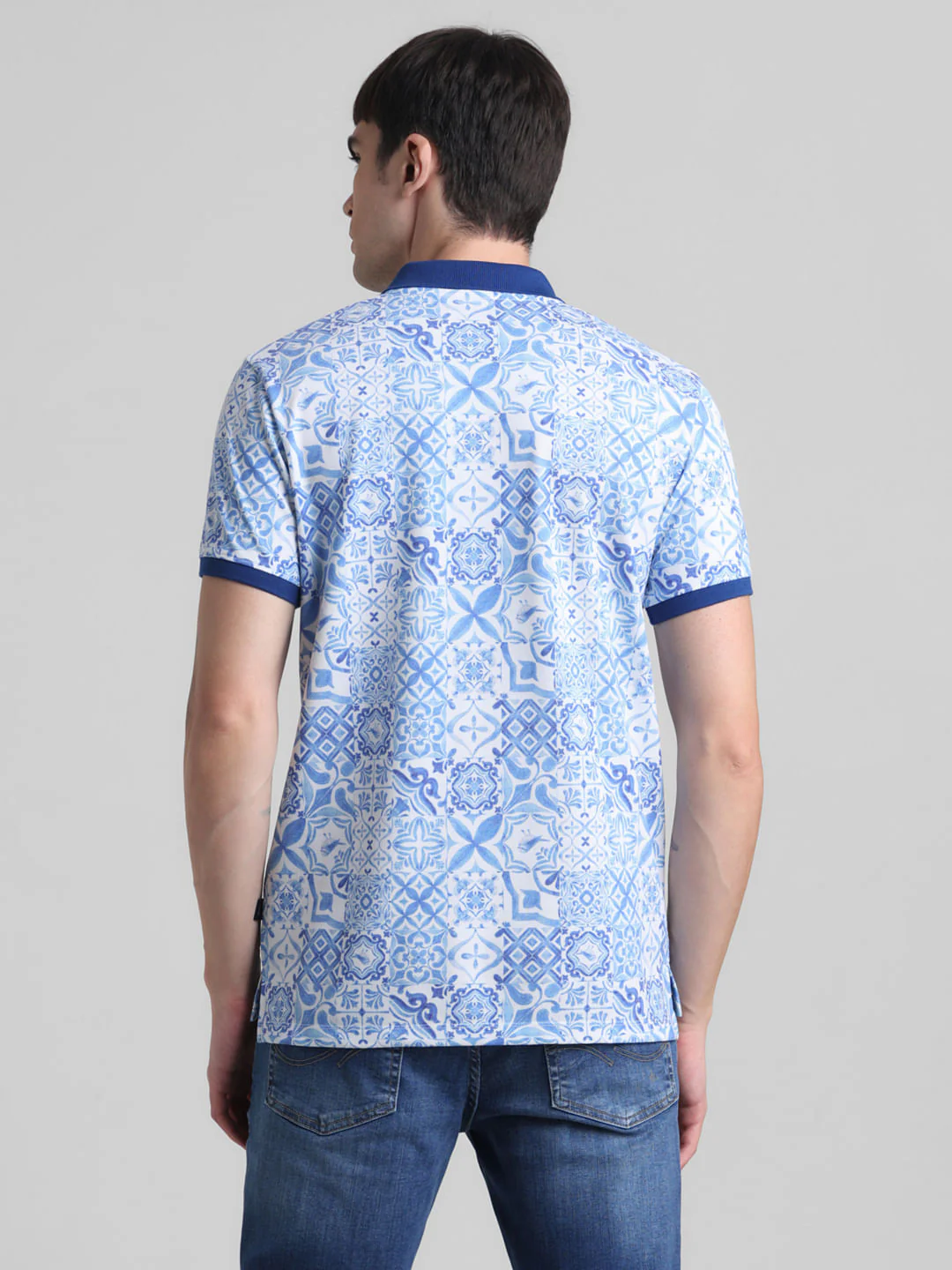 Light Blue Printed Polo T-shirt - Image 4