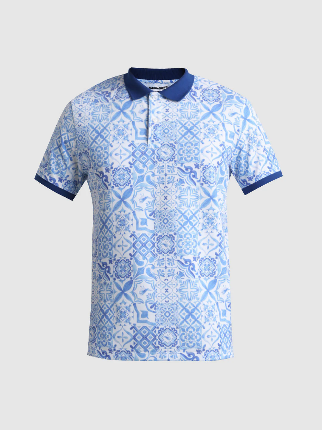 Light Blue Printed Polo T-shirt - Image 7