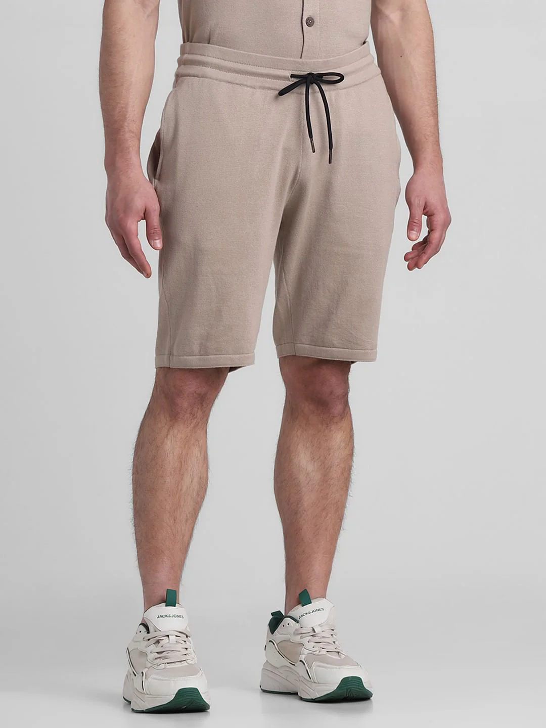 Brown Mid Rise Knitted Co-ord Set Shorts