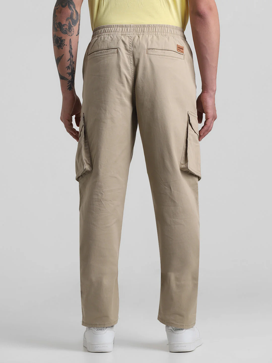 Beige 6 Pocket Regular Fit Cargos - Image 8