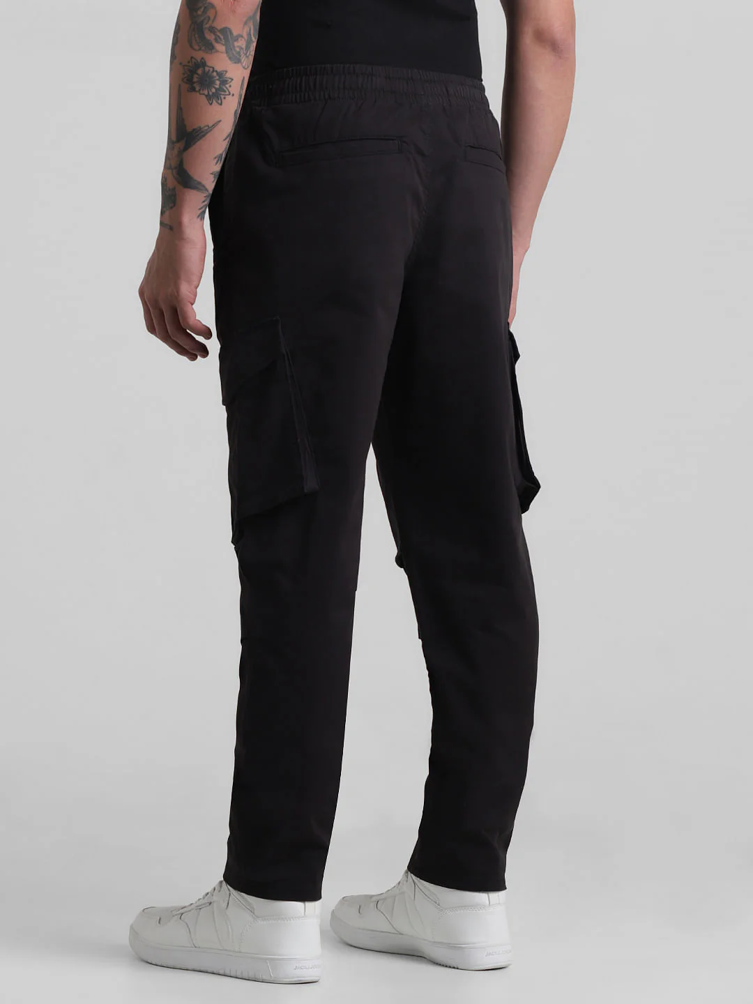 Black 6 Pocket Regular Fit Cargos - Image 3