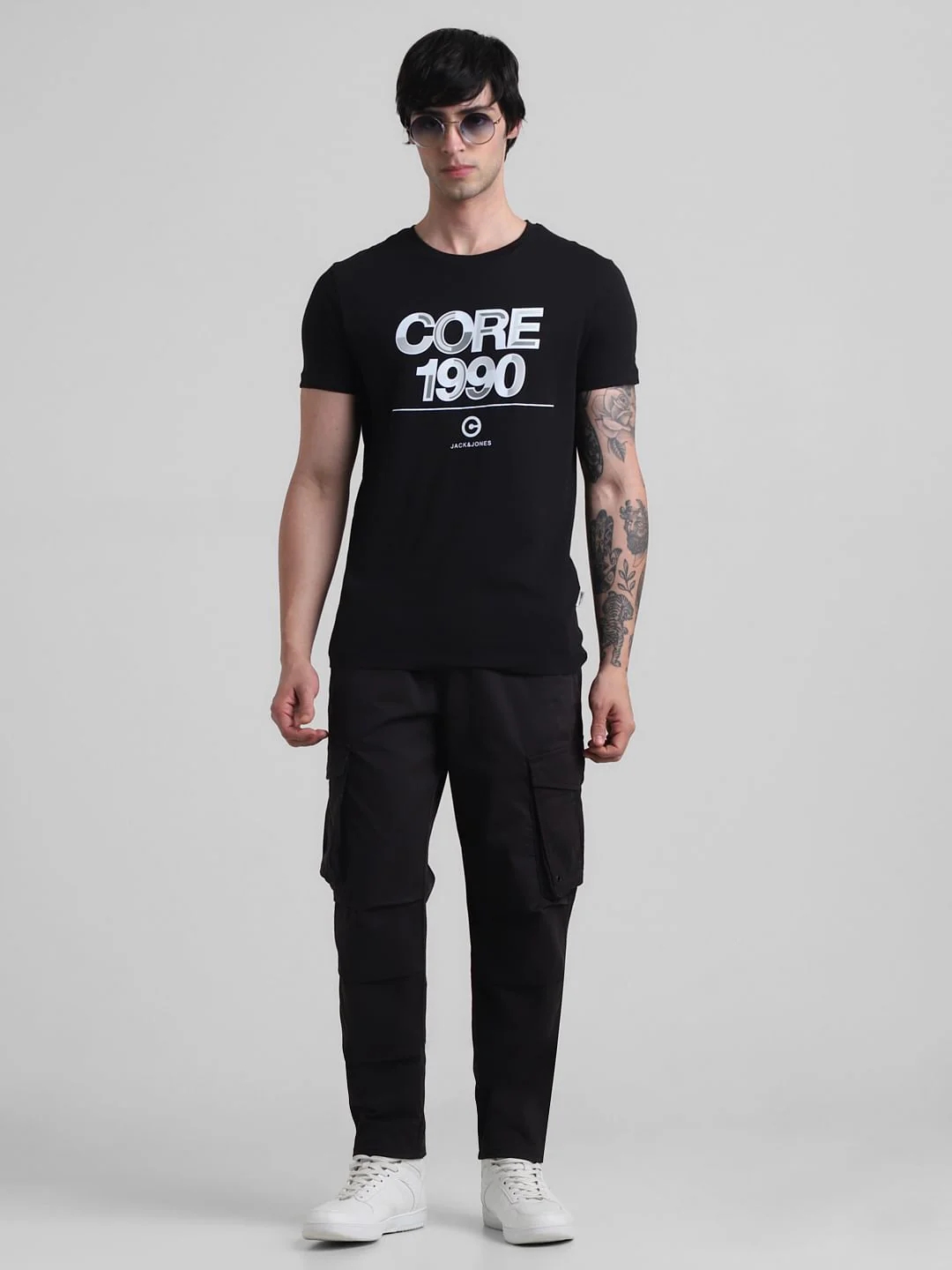 Black 6 Pocket Regular Fit Cargos - Image 5